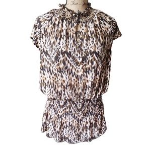CATO Animal Print Blouse - Brown and Black Size XL